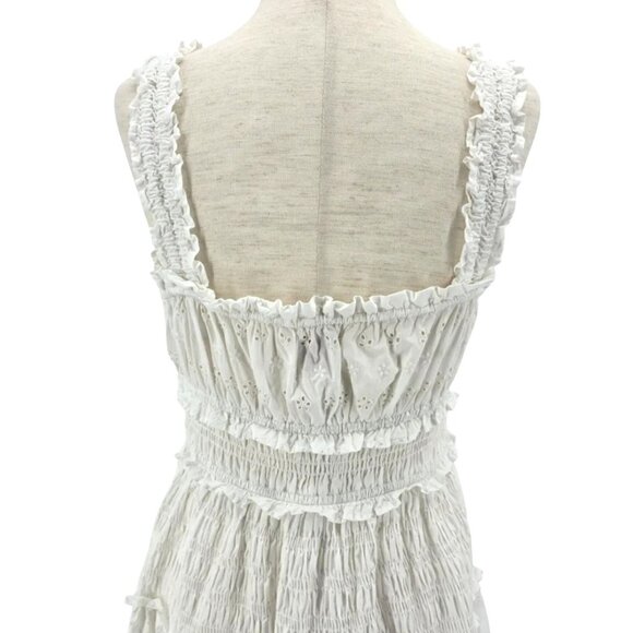 GAP X DOEN Womens Small Dress Eyelet Midi Embroidered White Square Neck Smock - Picture 6 of 9